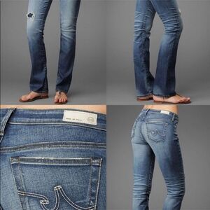 Distressed Slim Boot Cut AG Ballad Slim Boot in "11 years Repair" Size 24